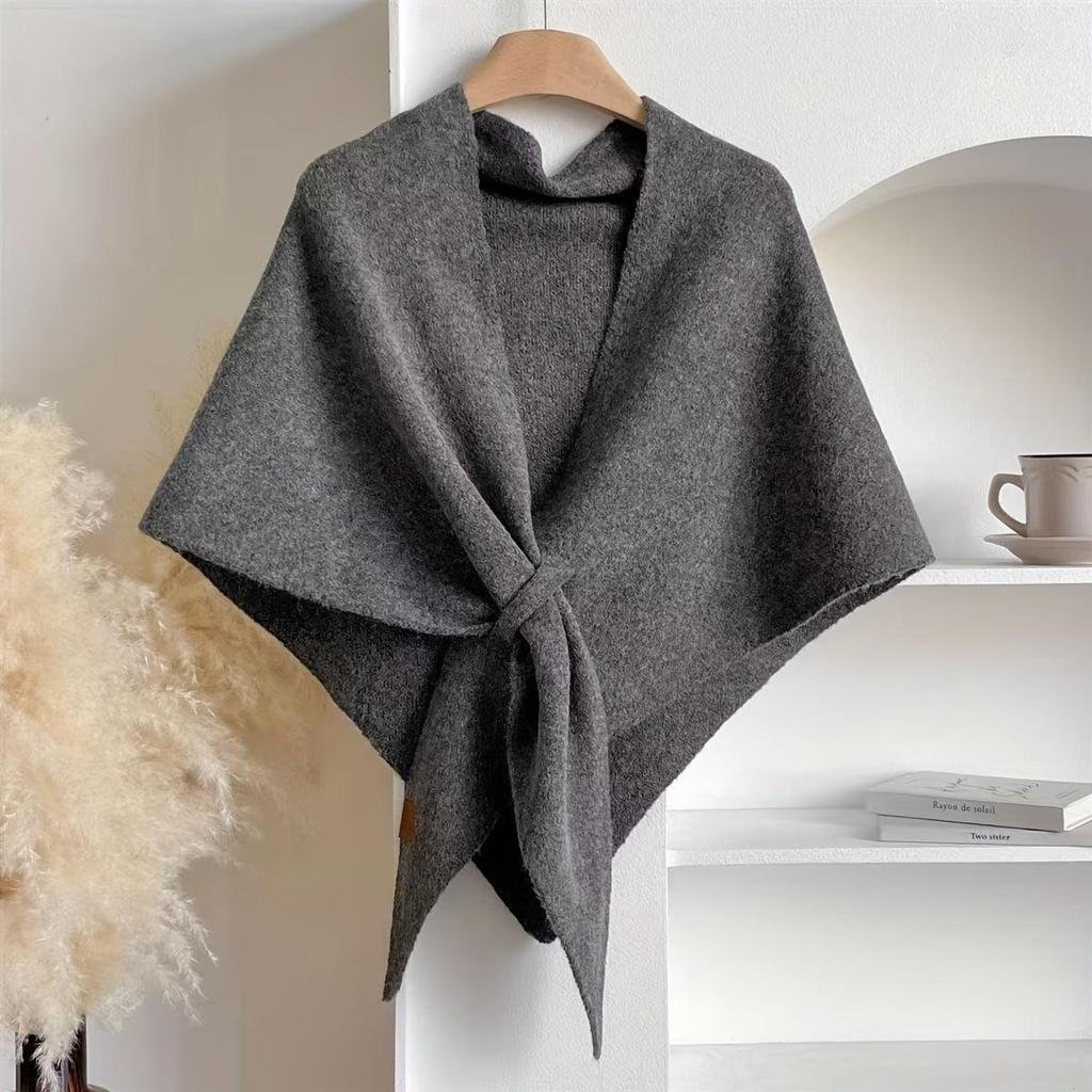 Damen Übergroßer Koreanisch Inspirierter Dreiecksschal & Cape - Elegant Einfarbig Winterliche Wärme, Weiche Wärme für Büro, Party