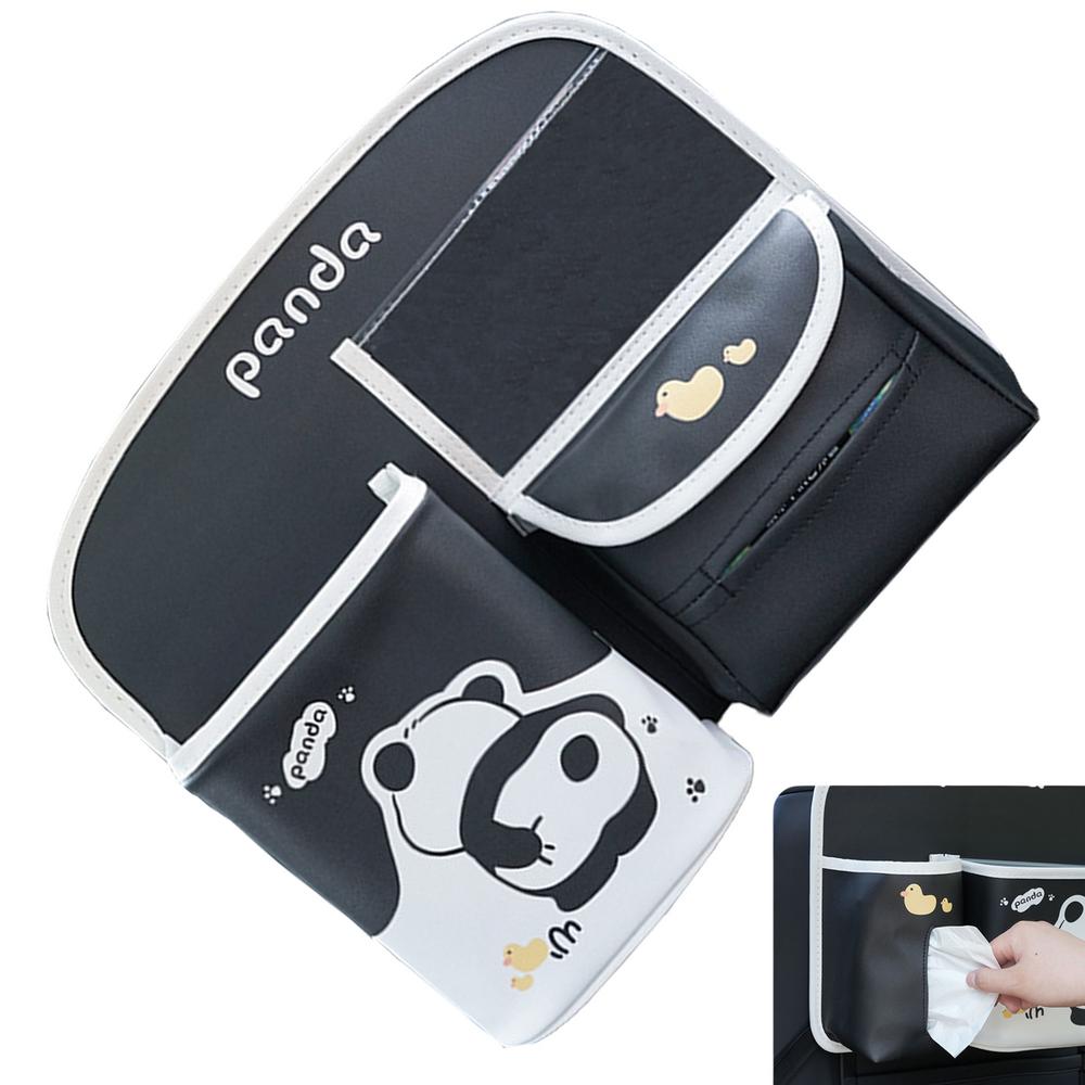 Car Seat Storage Bag Panda Pattern PU Leather Back Of Seat Car Bag Back Of Seat Car Organizer Back Seat Organizers And Storage