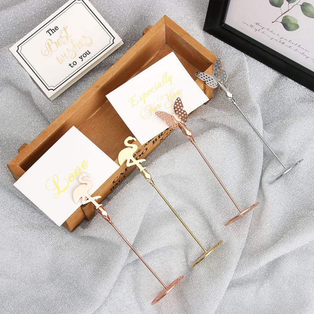 Flamingo Pattern Wedding Supplies Paper Clamp Place Card Butterfly Shape Photos Clips Clamps Stand