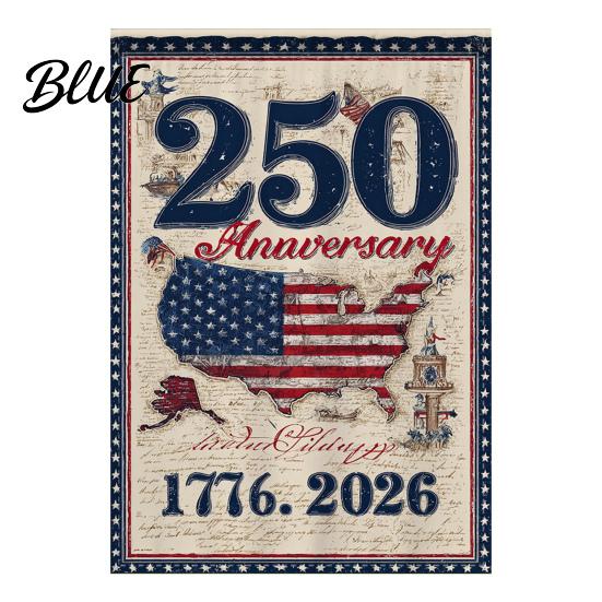 Porch Patriotic Flag 250th Anniversary America Garden 250 Years of Freedom Banner Red Gold Navy 4th July Yard Sign for Independence Day Memorial Gift