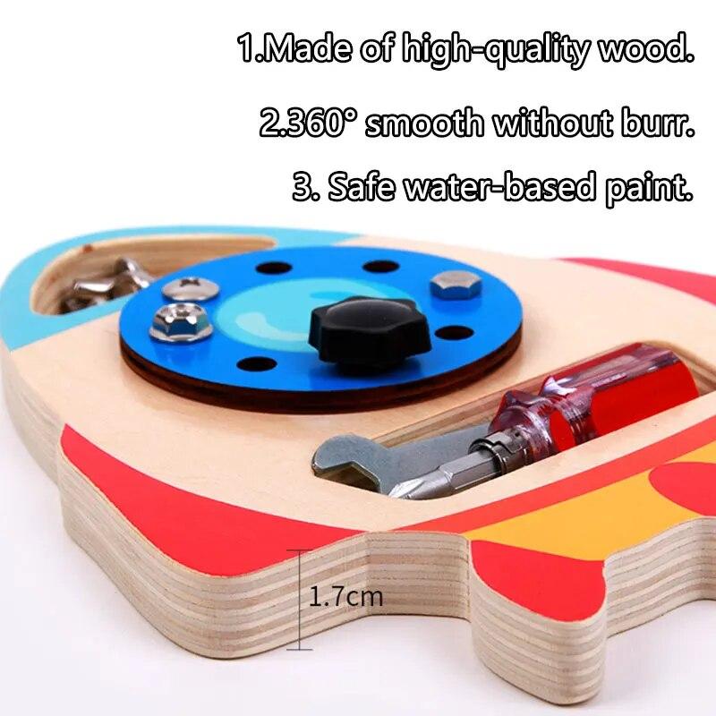 Montessori Screw Busy Board Wooden Toys DIY Parish Play Skills Learning Fine Motor Training Nut Screw Disassembly Game Kids Toys