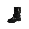 Belt Buckle Short Martin Boots Pant Tube Boots Wedge Heel Casual Boots Stacking Boots 34-45 Boots