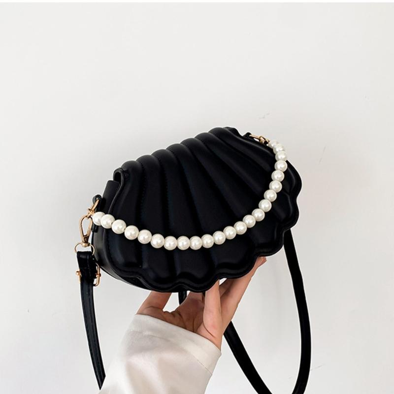 Women Pearl Chain Handbag Fashion Seashells Evening Bag Trendy Shoulder Crossbody Bag Girls All-matching Messenger Bag