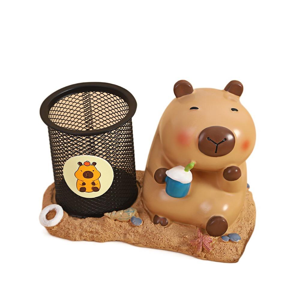 

Resin Brush Container Capibala Pen Storage Canister Creative Cartoon Pen Containe Home Style A