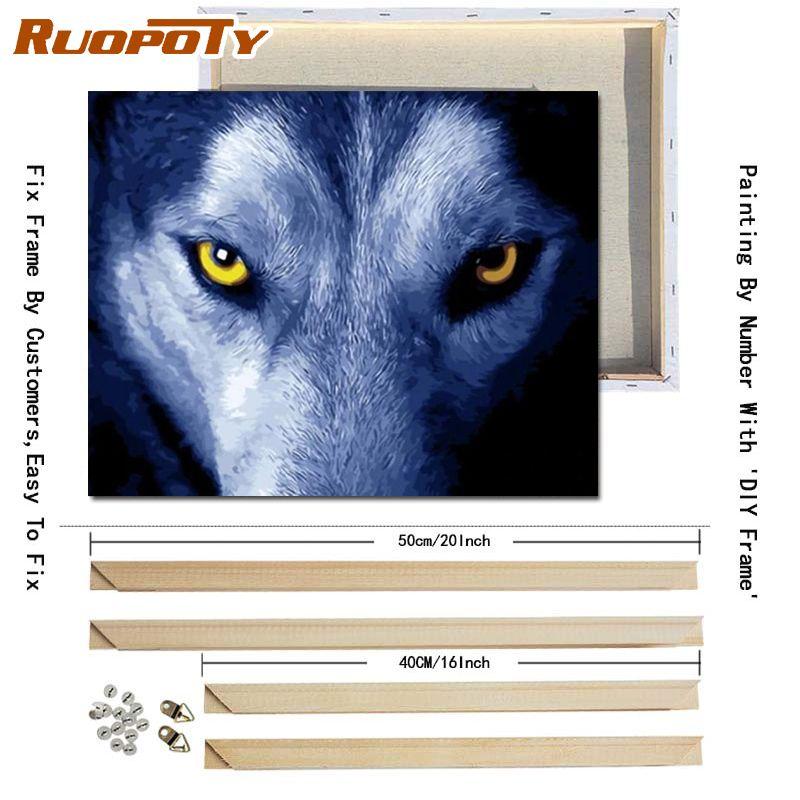 RUOPOTY S DIY rámem Zvířata Olejomalba DIY Malba podle čísel Moderní obraz na plátně Ručně malovaný domácí dekor 40x50cm