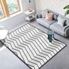 Simple Black And White Plaid Imitation Cashmere Carpet, Living Room Sand Blanket 3D Visual Striped Carpet Floor Mat Bedroom