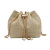 Straw Belt Chain New Summer Simple Solid Color Shoulder Crossbody Bucket Bag Women