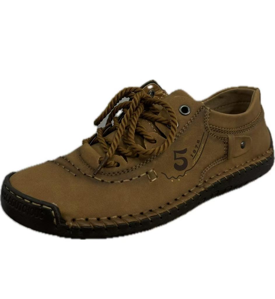 Large Size Summer New Large Size Men's Shoes Low Top Hand-stitched Shoes Outdoor Casual Shoes British Leather Shoes