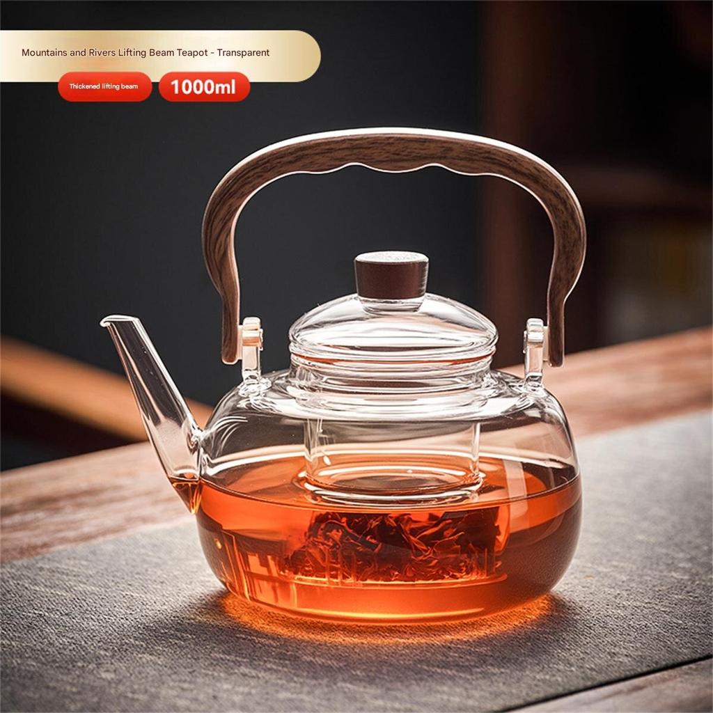 New glass teapot for brewing tea, suitable for home use on a high-temperature resistant electric ceramic stove, with handle and