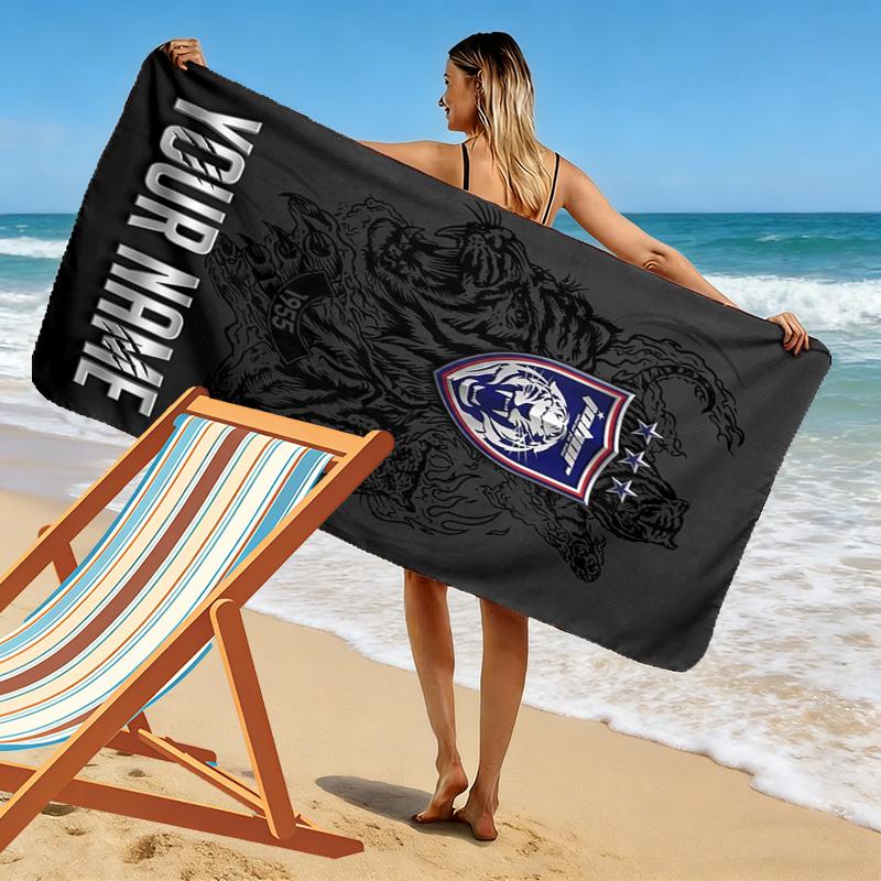 Name Custom Johor Print Beach Towel, Large Soft Quick Dry Towel for Beach Camping Swimming