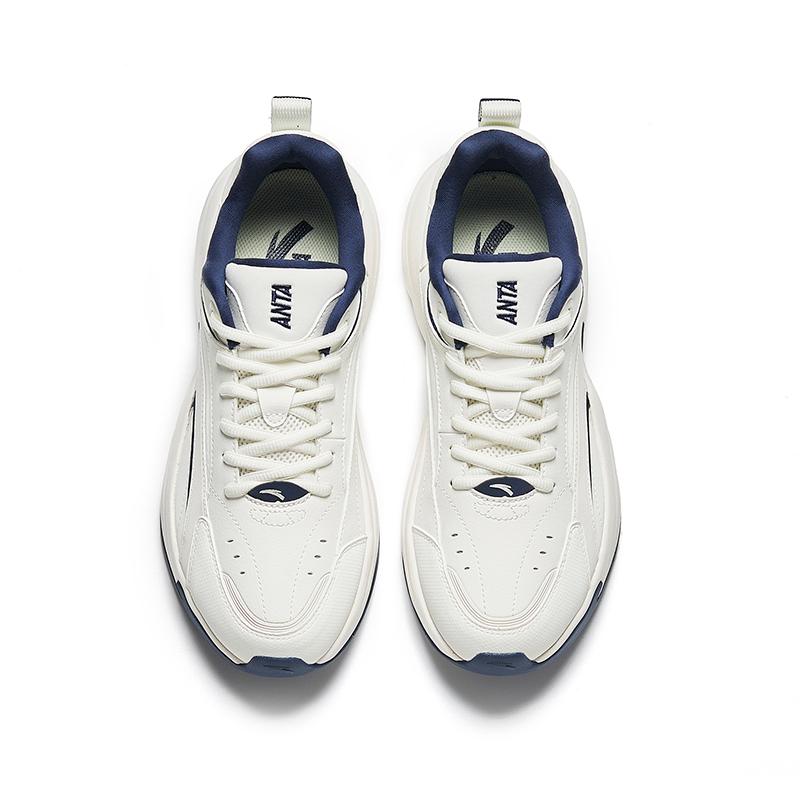 Anta Ace Retro Running Non-Slip Durable Low-Top Sports Casual Shoes Men Sneakers White Dark-Blue 912528802F-1