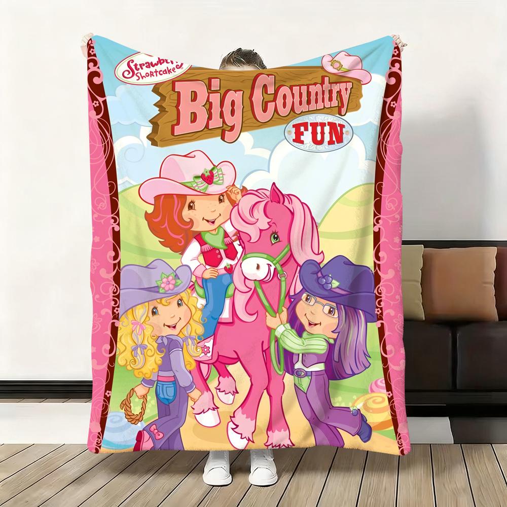 Cute Cartoon s-Strawberry S-Shortcake Throw Flannel Fluffy Soft Blanket Warm Skin-Friendly Throw for Sofa Bed Office Nap Winter 75cmx90cm