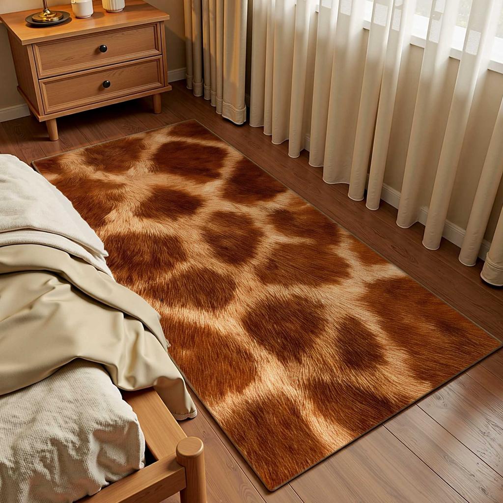 Living Room Carpet Large Area Bedroom Bedside Soft Furry Floor Mat Animal Print Imitation Leather Home Decoration Rugs