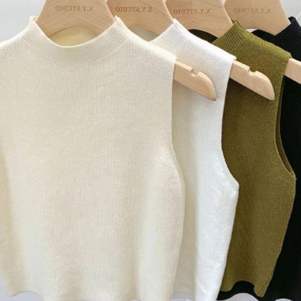 Round Neck Tank Top Knit Crop Tops Women Summer Camis Solid Color Camisole Fashion Tube Female Sleeveless Cropped Y2K Girl Clothes