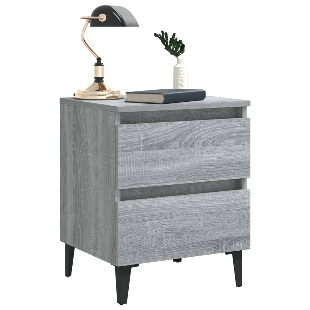 Nightstand with Metal Legs Grey Sonoma 40 x 35 x 50 cm