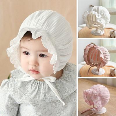 Soft Bonnet Hat Breathable Lacing Cap Boys Girls Caps Lace Ruffle Hat  Newborn Baby