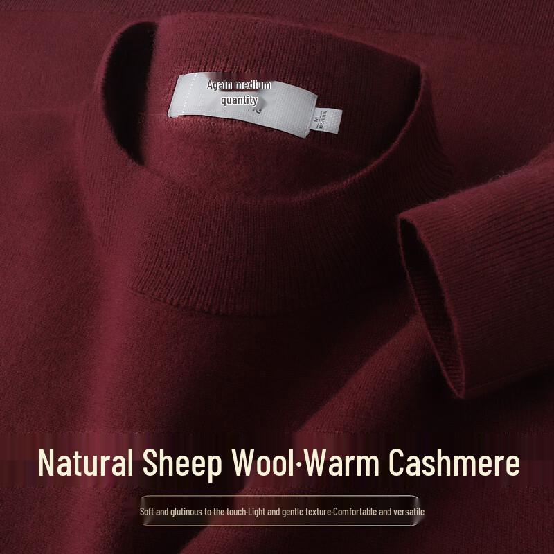 SNOWFLYING Men's Cashmere Wool Blend Semi-Turtleneck Sweater