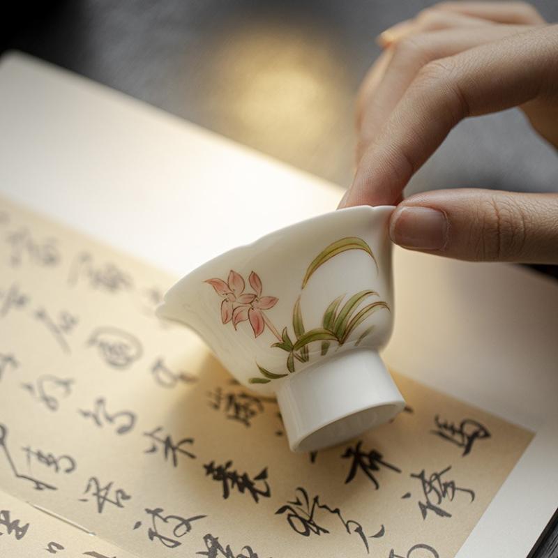 Handmade Ceramic Teacups Floral Porcelain Tea Bowls Retro Twa Cup Chinese Kung Fu Teacup Household Teaware Drinkware Master Cup