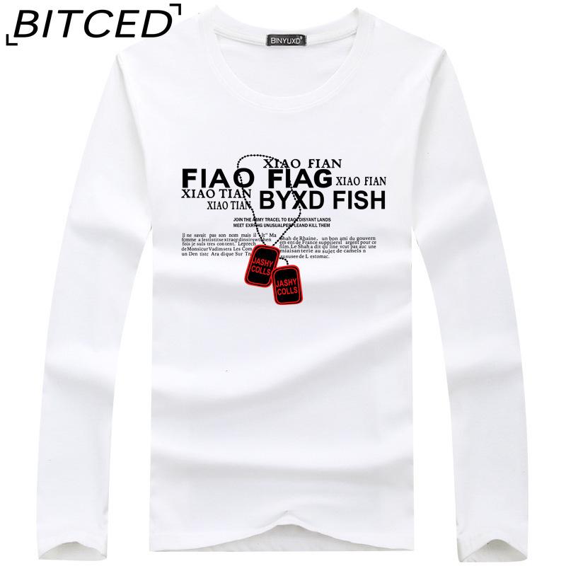 BITCED Men's Spring and Autumn Slim Trend Long-sleeved T-shirt Versatile O-neck Bottoming Shirt