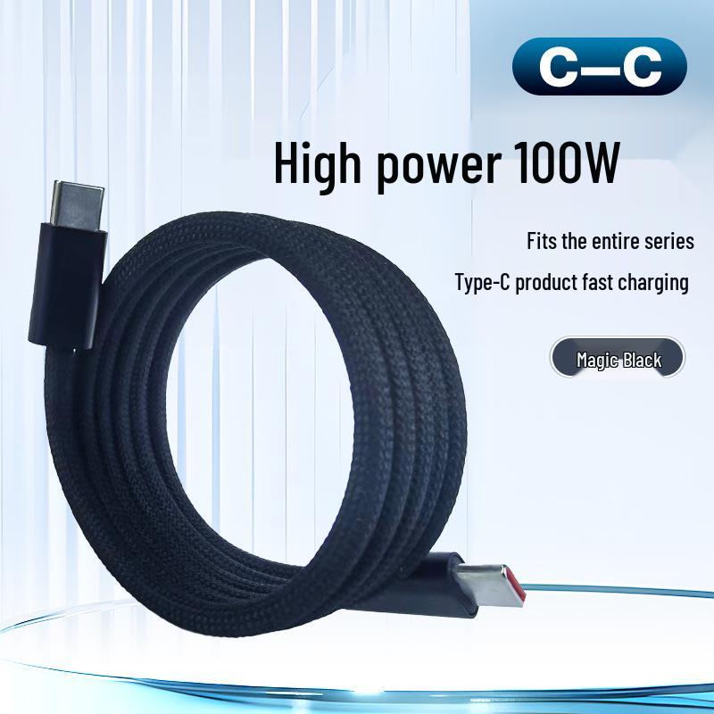 100W Dual Type-C Magnetic Braided Fast Charging Cable for Tablets & Computers - Compatible with Apple & Android Devices