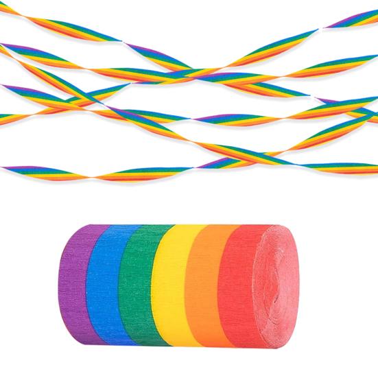32ft Rainbow Crepe Paper Streamers Colourful Crepe Paper Roll for Birthday Party
