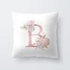 Pink Letter Decorative Floral Pillow Gold Alphabet Cushion for Sofa Polyester Pillowcase Decoration Salon