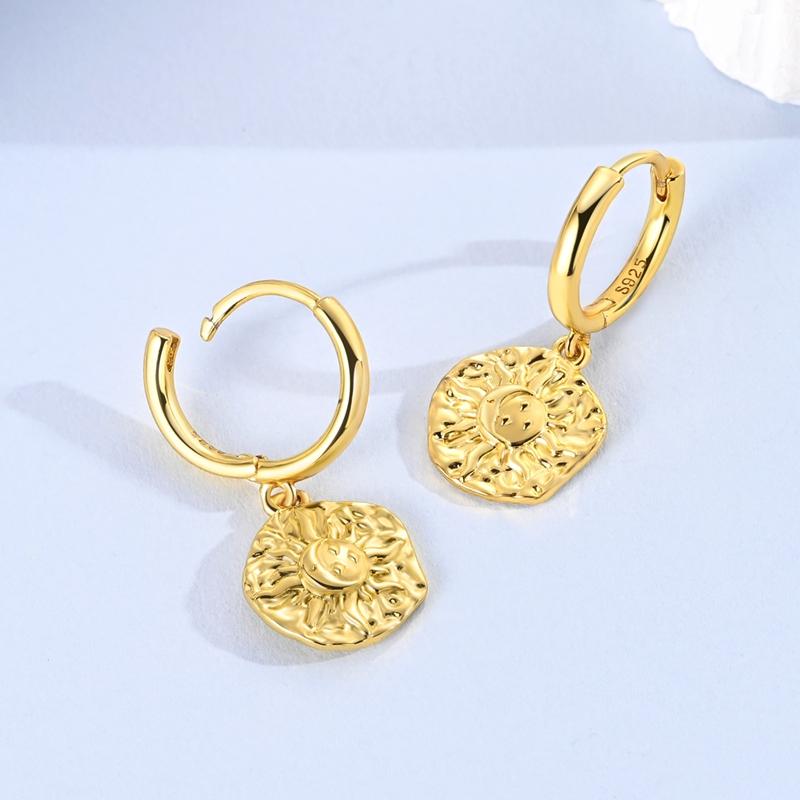 New 925 Silver Earrings Golden Beans Leaf Feather Luminous Elf Hoop Earring For Women Making Jewelry Gift