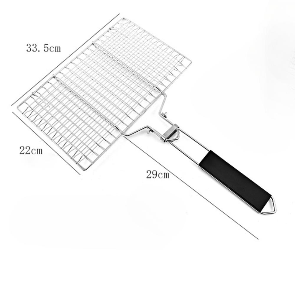 Fish Grilling Basket, Folding Portable Stainless Steel BBQ Grill Basket For Fish Vegetables Shrimp With Removable Handle, Come With Storage Bag