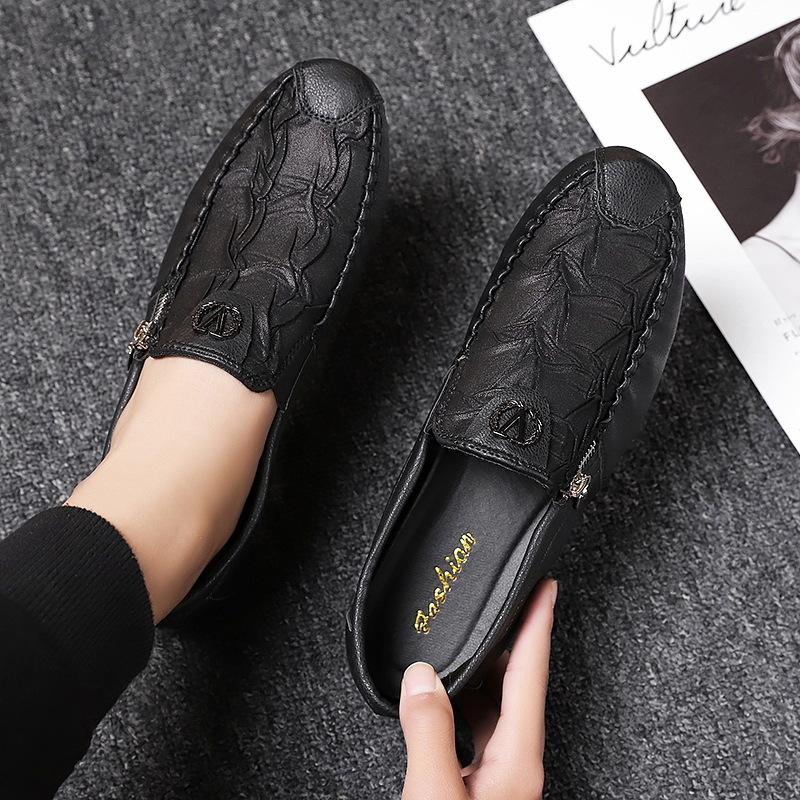 

Foreign trade new summer lazy one-pedal sports and leisure Doudou shoes men s non-slip and versatile loafu tide shoes 39 чёрный
