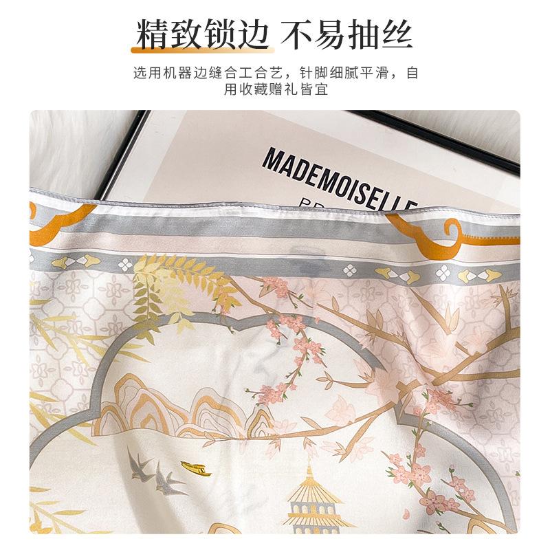 100% Pure Silk Scarf Women Neck Foulard Luxury High Quality Bandana Square Headband Hijab Print Poncho Scarves Pashmina