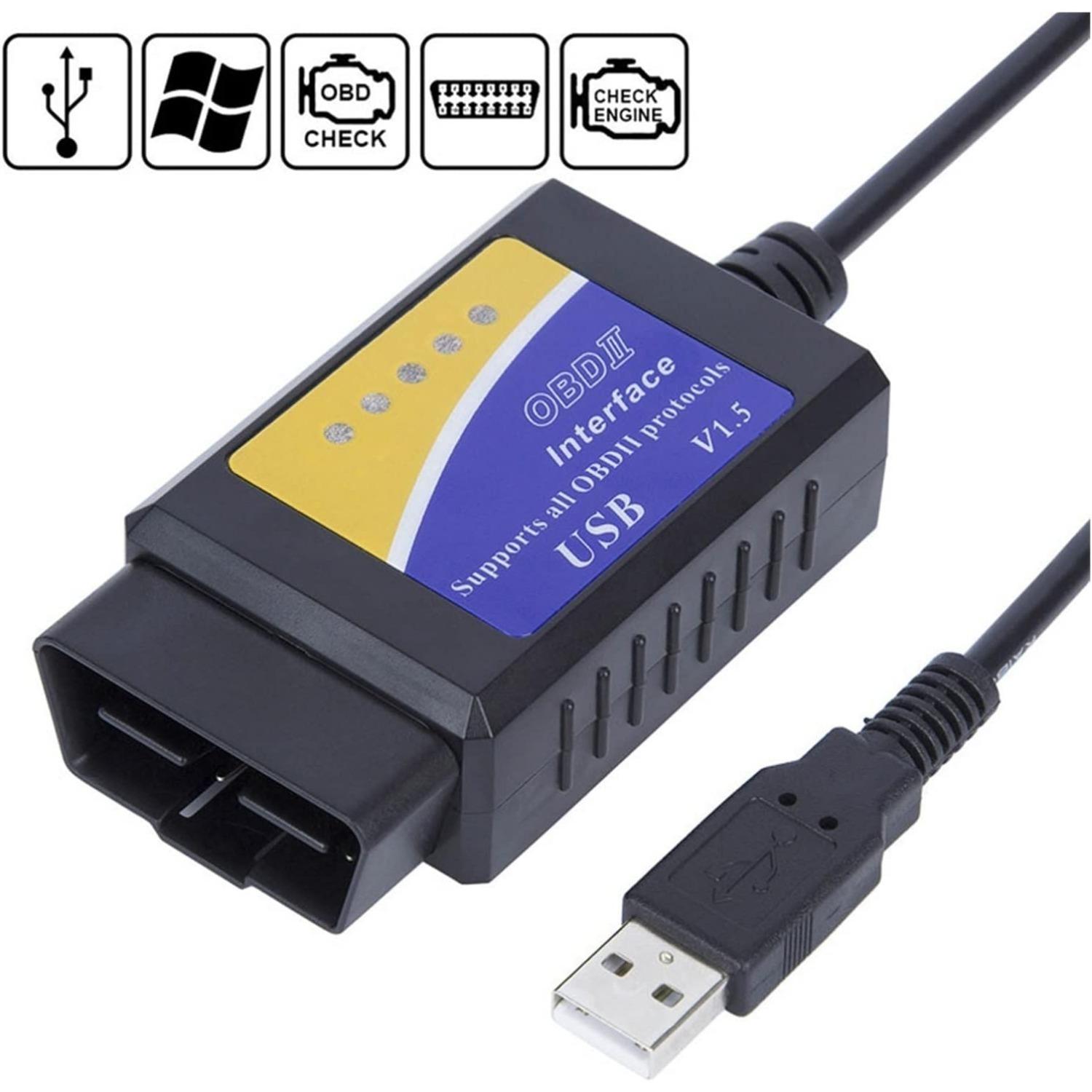 

OBD2 USB V1.5, автоматический сканер ELM327 V1.5, автоматический диагностический инструмент с поддержкой OBD2 всех протоколов, считыватель кодов