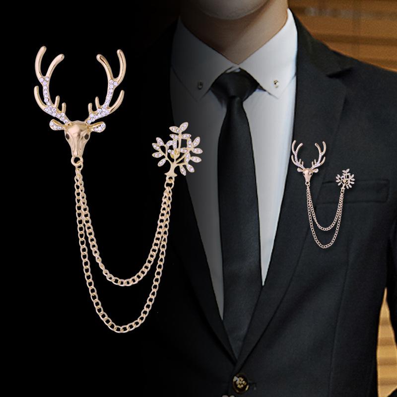 1Pc Reindeer Rhinestone Christmas Brooch, Versatile Men's and Women's Clothing, European and American Christmas Tree Reindeer Brooch,