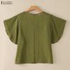 ZANZEA Blusa casual larga da donna con scollo quadrato, maniche corte e balze