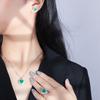 Simulated Paraiba Necklace Ring Earring Three Piece Set Colorful Treasure Inlaid Emerald Green Heart Earrings Pendant Bracelet