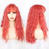 Ladies Red Big Wavy Long Hair With Bangs Daily Wear Synthetic Hair