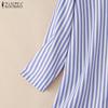 ZANZEA Women Turn Down Collar Long Sleeve Stripe Blouse