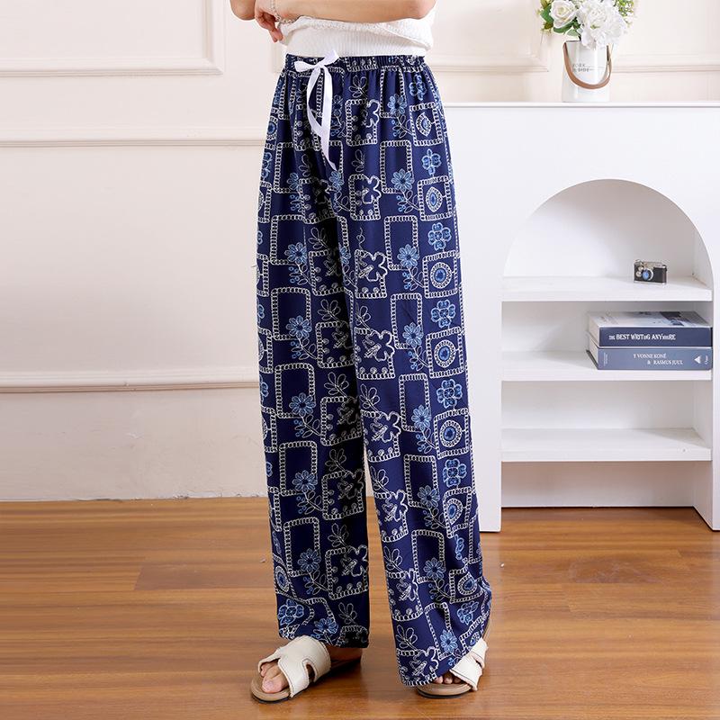 Sommer Damen Eis Seide High-Waist Weite Hosen - Lässig, Locker und Kühl für Zuhause oder Draußen
