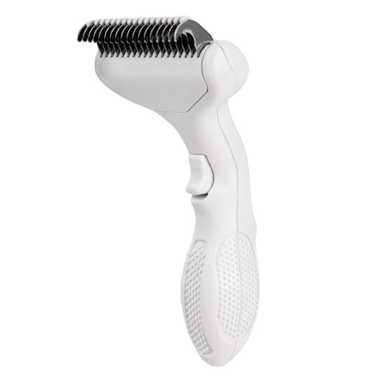 Pet Detangling Brush Stainless Steel Blades Dog Undercoat Rake Self-Cleaning Grooming Tool Pet Dematting белый