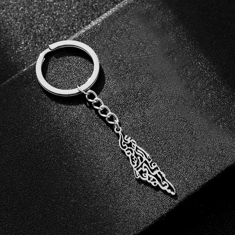 Portable Key Rings ISR PLE Flag Keychain Map Pendant Keyring for Backpack Purse