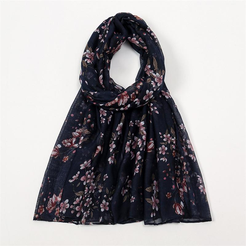 Winter Thin Fashion Bloosm Floral Viscose Shawls Scarf Lady High Quality Wrap Pashmina Stole Bufandas Muslim Hijab 180*85Cm