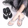 Women's Rhinestone Flower Flip Flops Flat Thong Sandals Casual Beach Slippers