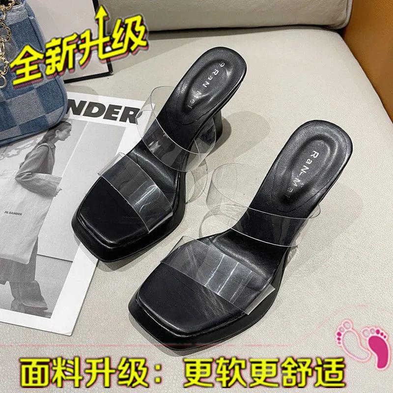 

Waterproof table sandals women s shoes 2025 summer new Korean version stiletto fashion Internet celebrity high heels cool slippers 40