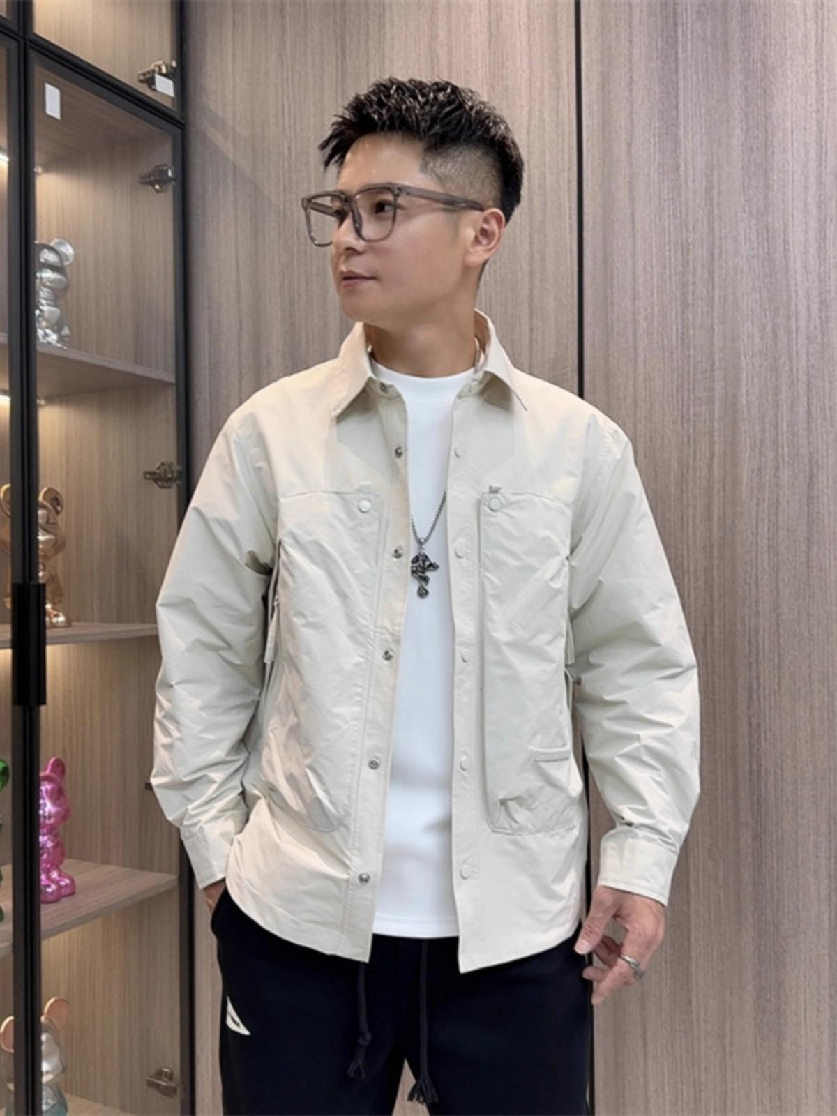 

American tooling lapel jacket jacket men s spring and autumn new fashion trendy brand loose and versatile casual jacket men s clothing 3XL бежевый