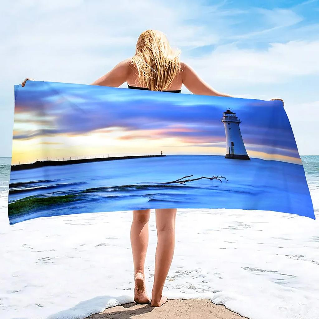 Leuchtturm Mikrofaser Pool Sandfest Strandtuch Decke Schnell Schnelltrocknend Sandfrei Proof Kompakt Outdoor Leichtgewichtige Handtücher