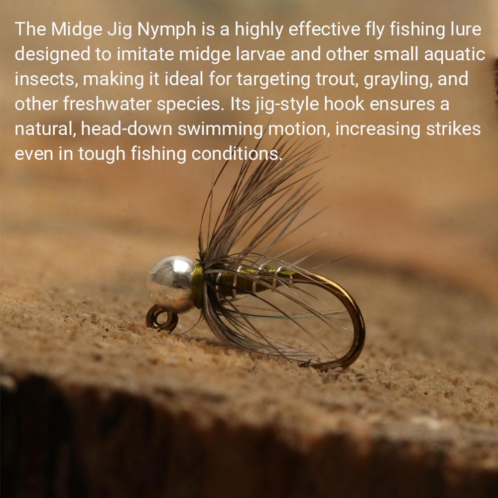 6PCS Tungsten Beadhead Midge Jig Nymph Fast Sinking Fly Fishing Lure for Trout Grayling Euro Nymphing