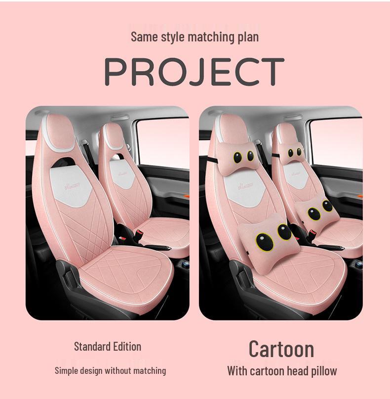 Full Coverage Cartoon Fabric Seat Cover for 2020-2022 Wuling Hongguang MINI 1st & 2nd Gen (4-Seater)
