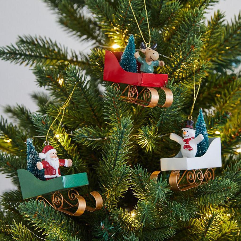 Weihnachtsbaumschmuck Weihnachts Schlitten Dekoration Halten Baum Eisen Anhänger für Feiertagsparty Innen Außen Haus Kamin