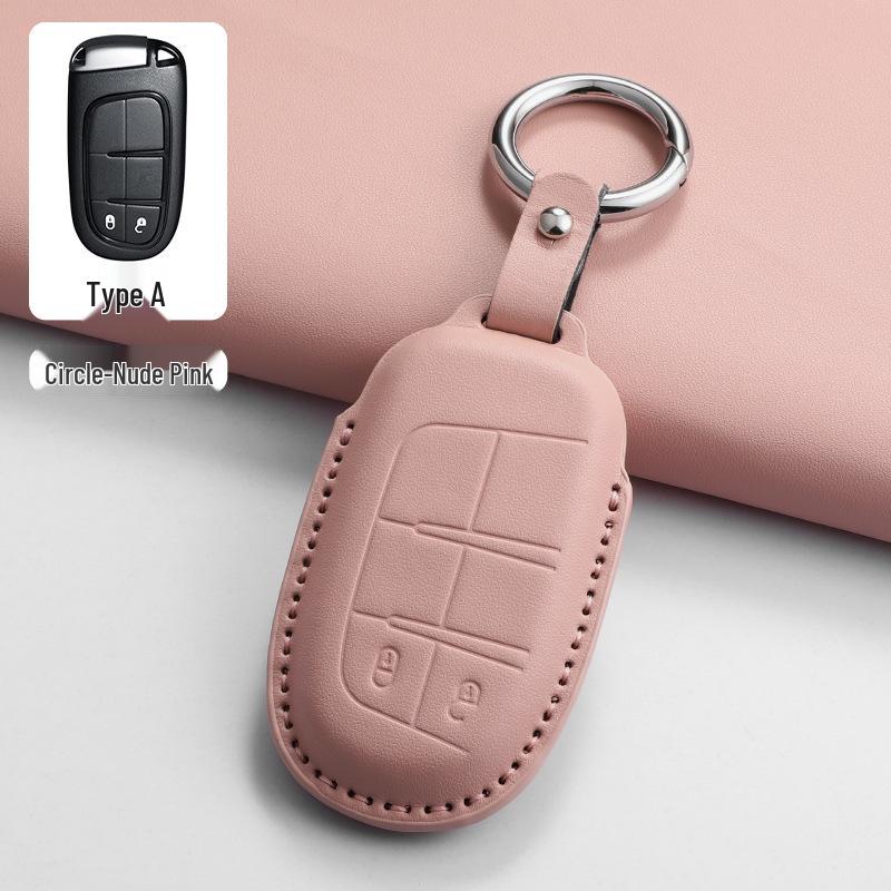 Leather Car Key Holder for Jeep Compass and Dodge Renegade