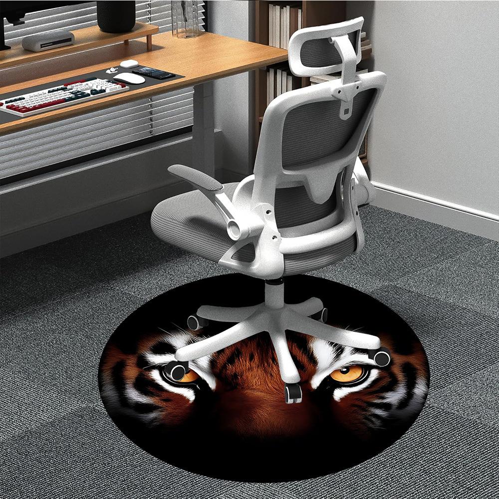 1PC Tiger Eyes Office Round Rug, Non slip, Soft and Durable Office Rug for Interior Decoration, Perfect for Office