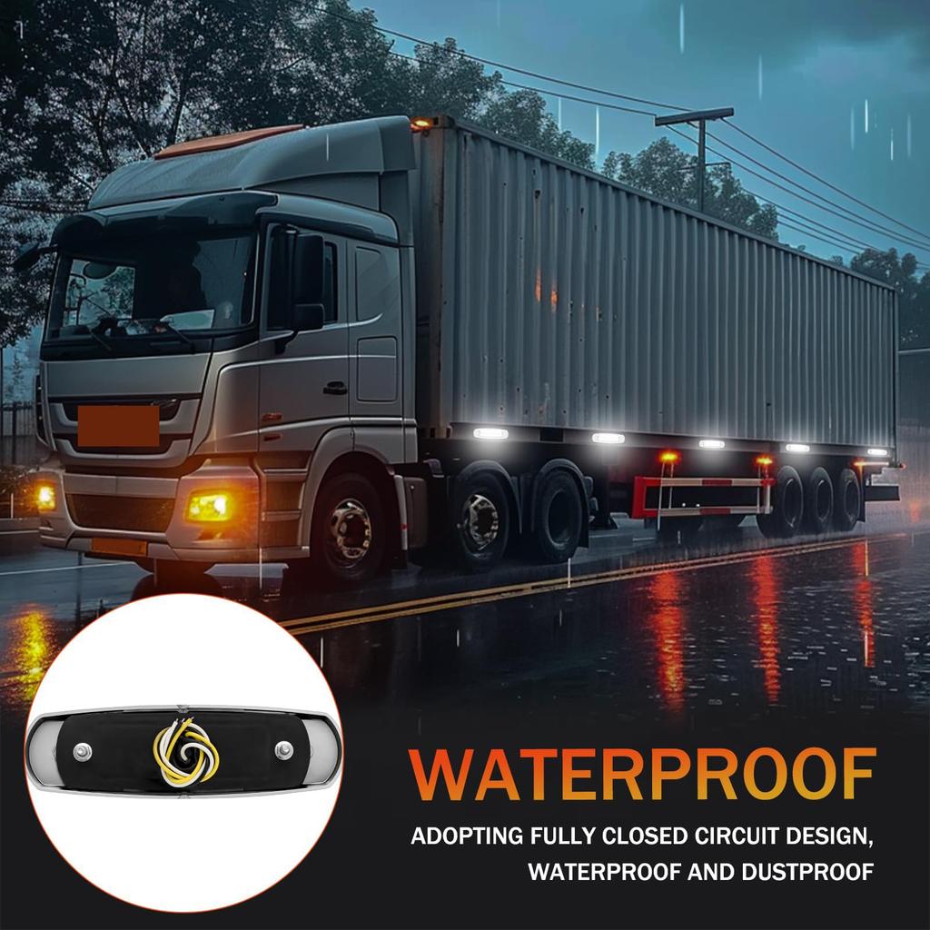 LED Side Constant White Sequential Marker High for Trailers and X-STYLE Markers, 12V/24V, + Yellow, Lamps, 18-LED, Brightness, Universal, Trucks,